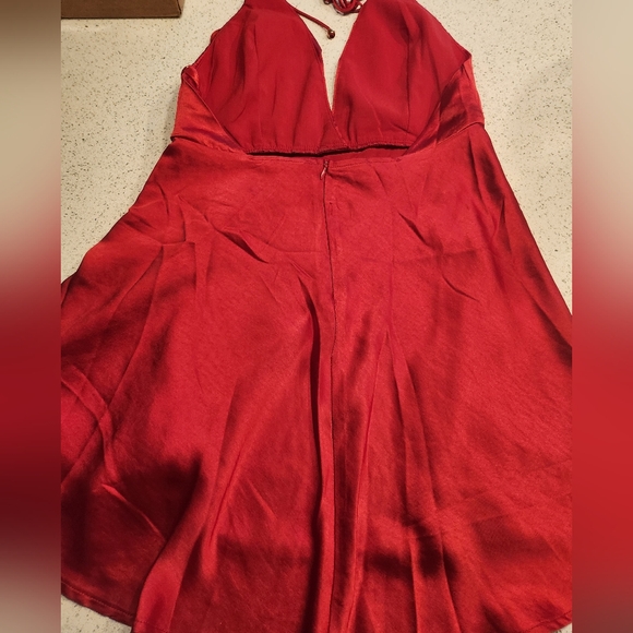 ANGEL BIBA BELLA NOTTE PLUNGING A-LINE MINI DRESS CHERRY - Picture 12 of 12